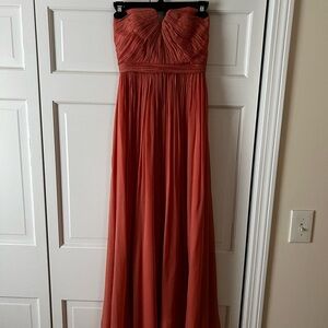 Elegant Strapless Coral Gown